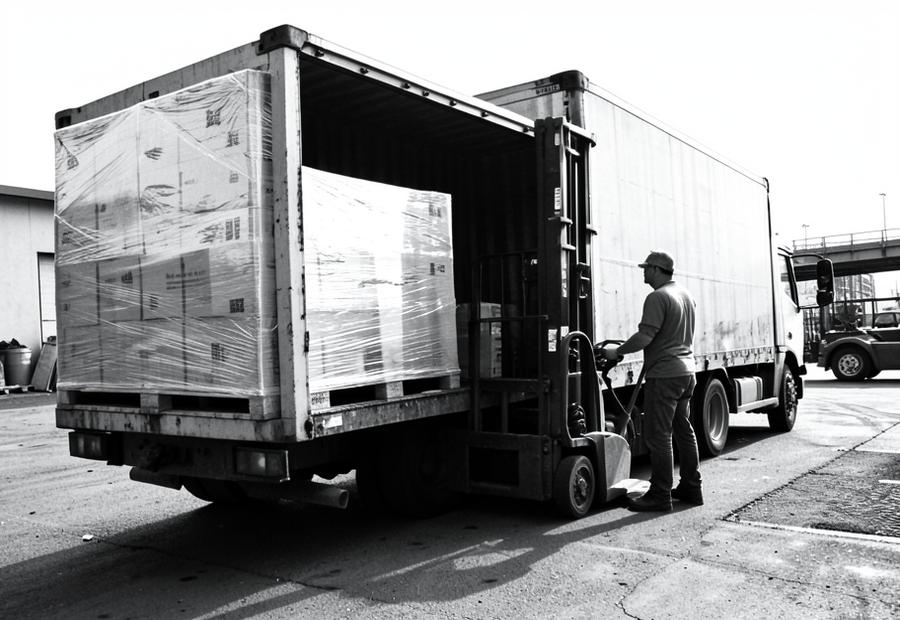 Pallets in een bakwagen met laadklep